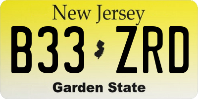 NJ license plate B33ZRD