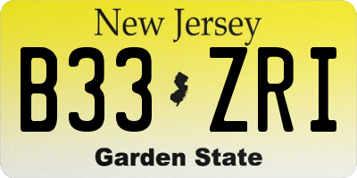 NJ license plate B33ZRI