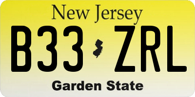 NJ license plate B33ZRL