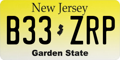 NJ license plate B33ZRP