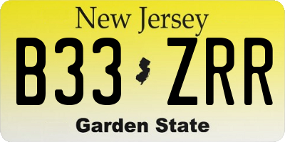 NJ license plate B33ZRR