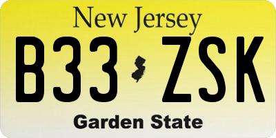 NJ license plate B33ZSK