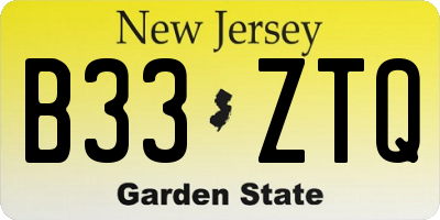 NJ license plate B33ZTQ