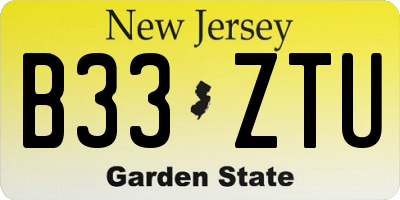 NJ license plate B33ZTU