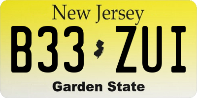 NJ license plate B33ZUI