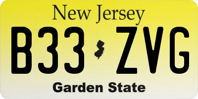 NJ license plate B33ZVG