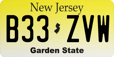 NJ license plate B33ZVW
