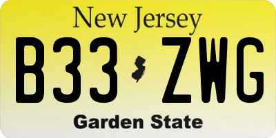 NJ license plate B33ZWG