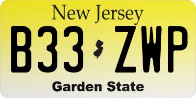 NJ license plate B33ZWP