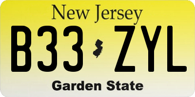 NJ license plate B33ZYL