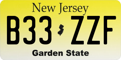 NJ license plate B33ZZF