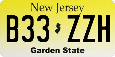 NJ license plate B33ZZH