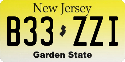 NJ license plate B33ZZI
