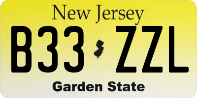NJ license plate B33ZZL