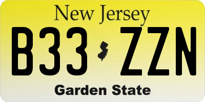 NJ license plate B33ZZN