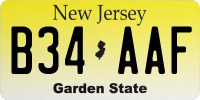 NJ license plate B34AAF