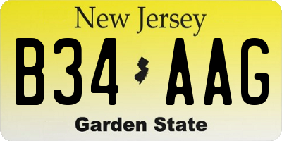 NJ license plate B34AAG
