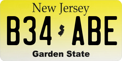 NJ license plate B34ABE