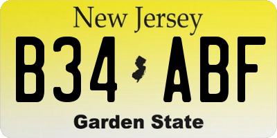 NJ license plate B34ABF