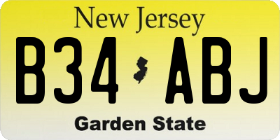 NJ license plate B34ABJ