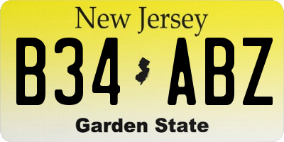 NJ license plate B34ABZ