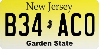 NJ license plate B34ACO