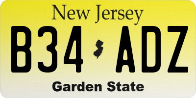 NJ license plate B34ADZ