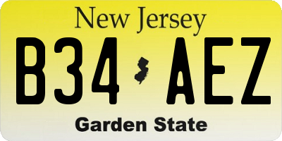 NJ license plate B34AEZ