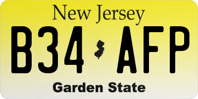 NJ license plate B34AFP