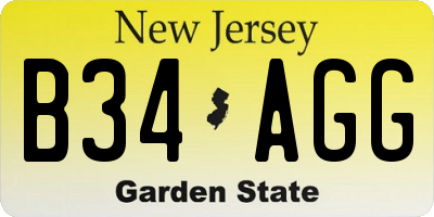 NJ license plate B34AGG