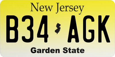 NJ license plate B34AGK