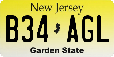 NJ license plate B34AGL