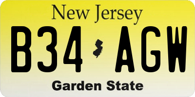 NJ license plate B34AGW