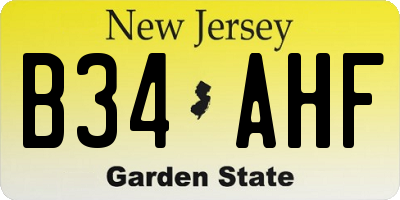 NJ license plate B34AHF
