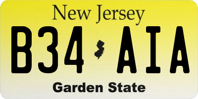 NJ license plate B34AIA