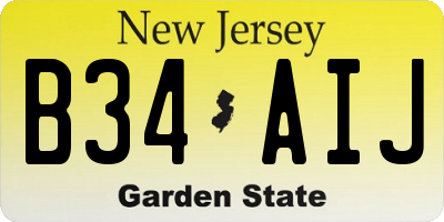 NJ license plate B34AIJ