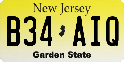NJ license plate B34AIQ