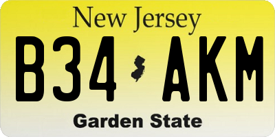 NJ license plate B34AKM