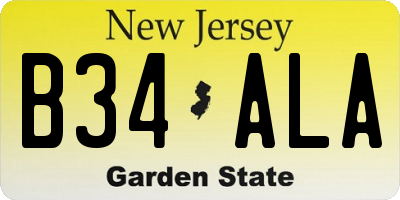 NJ license plate B34ALA