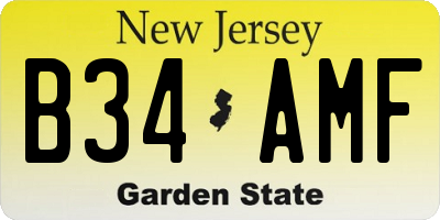 NJ license plate B34AMF