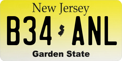 NJ license plate B34ANL