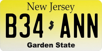 NJ license plate B34ANN