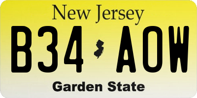 NJ license plate B34AOW