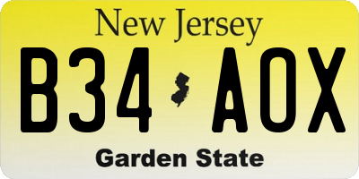 NJ license plate B34AOX