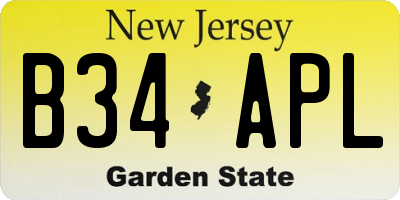 NJ license plate B34APL