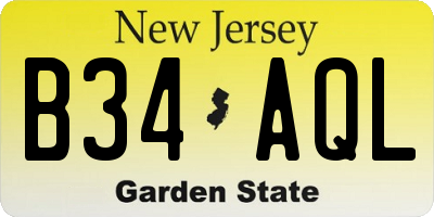NJ license plate B34AQL