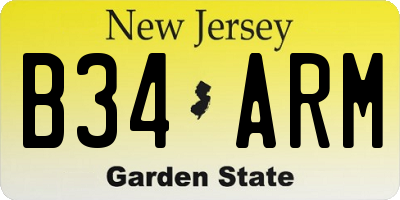 NJ license plate B34ARM