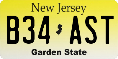 NJ license plate B34AST