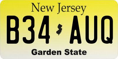 NJ license plate B34AUQ