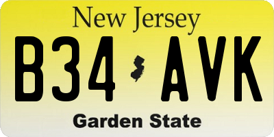 NJ license plate B34AVK